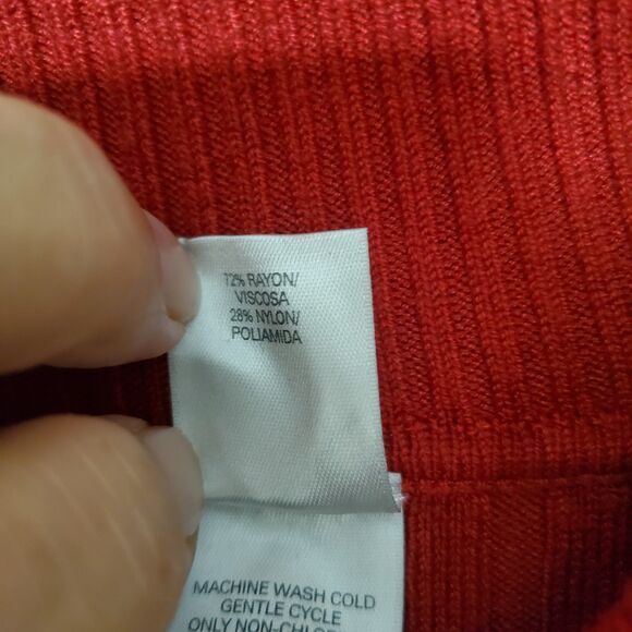 Red Ribbed Short Sleeved Sweater Cowl Collar Emma James Size XLarge - Picture 5 of 9